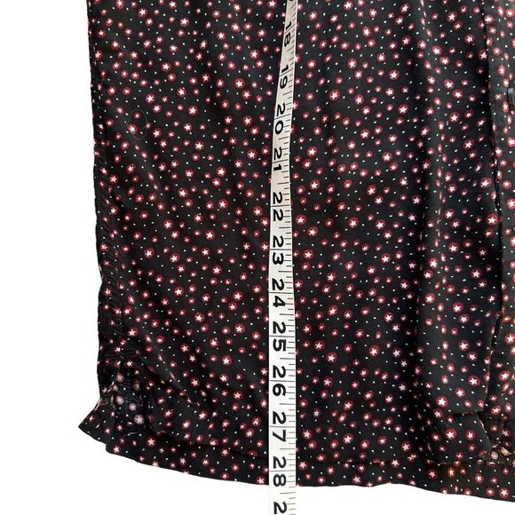 All Saints Womens SMALL Black Ditsy Star Print Collared Button Long Sleeve Shirt - Picture 8 of 10